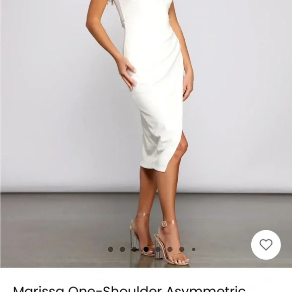 Marissa Asymmetrical  White One-Shoulder Dress Midi - Picture 4 of 7
